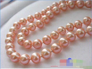

Free shipping@@@@@ 17" 8mm ROUND PINK CULTURED PEARL NECKLACE P2148