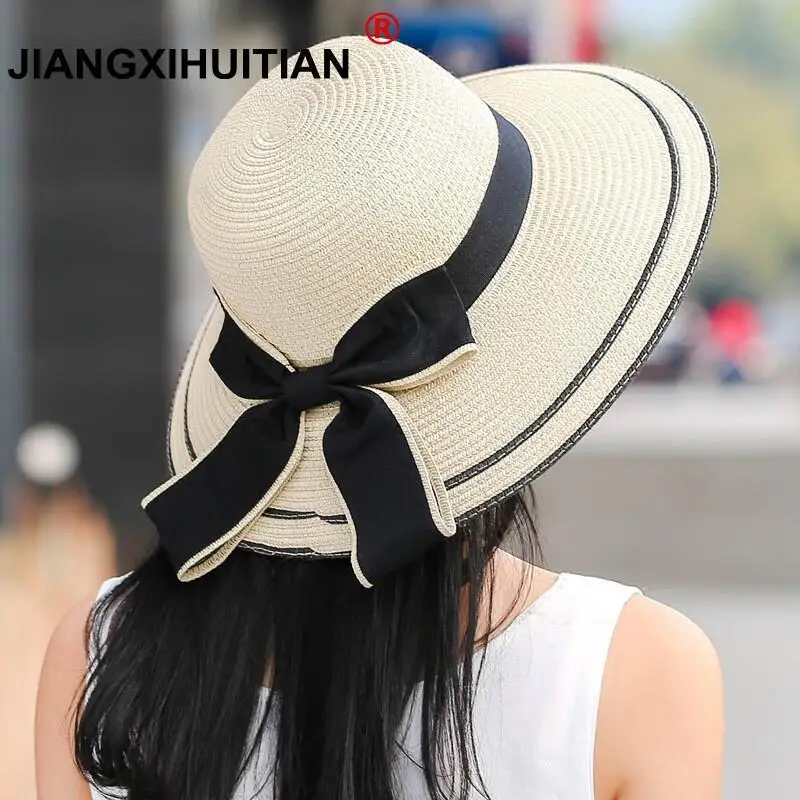 Купить Sun Hat Big Black Bow Summer 