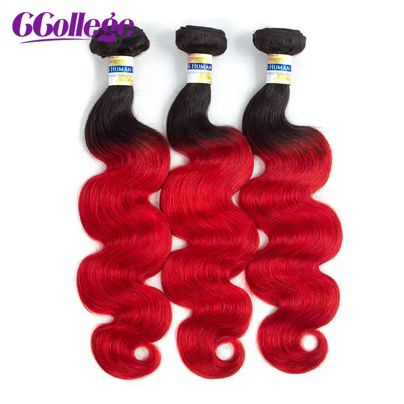 Ccollege Brazilian Body Wave Ombre Hair Extensions Two Tone Human
