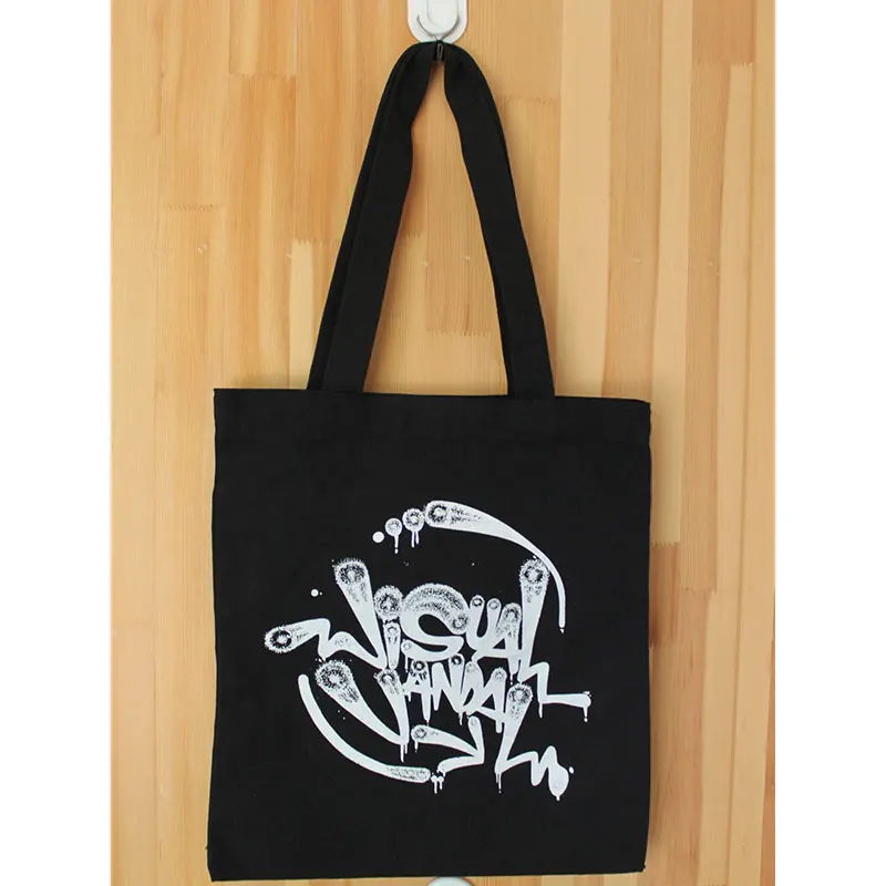 

Small Order 35*40cm 100 pcs/lot Black Custom Logo Design Silkscreen Printed For Canvas Cotton Tote Bag Customised Logo Tote Bag