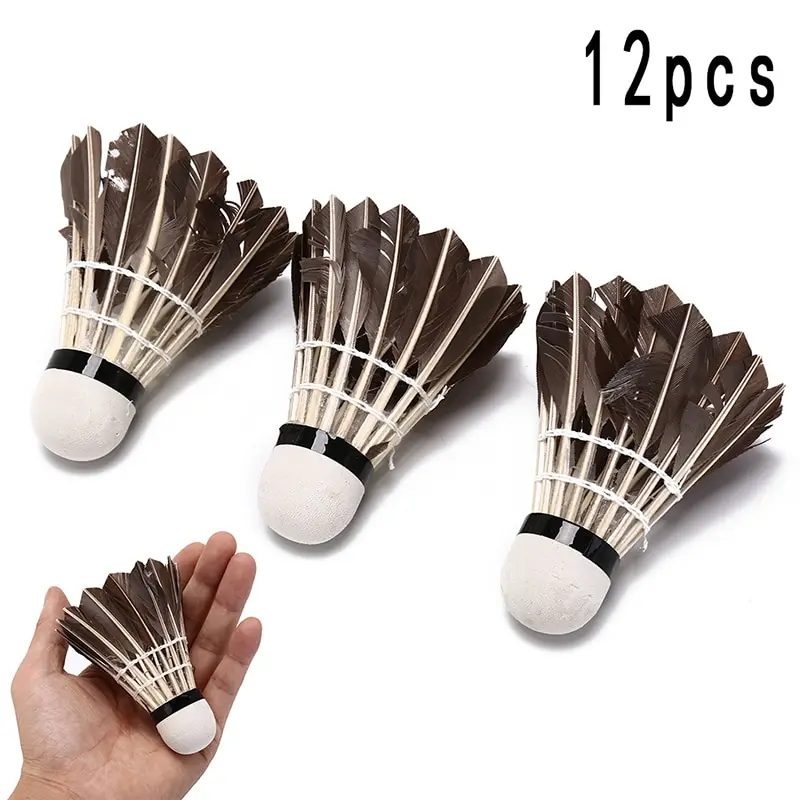 12pcs/Set Badminton Shuttlecock Black Goose Board Feather Flying Stability Durable Shuttlecock Ball