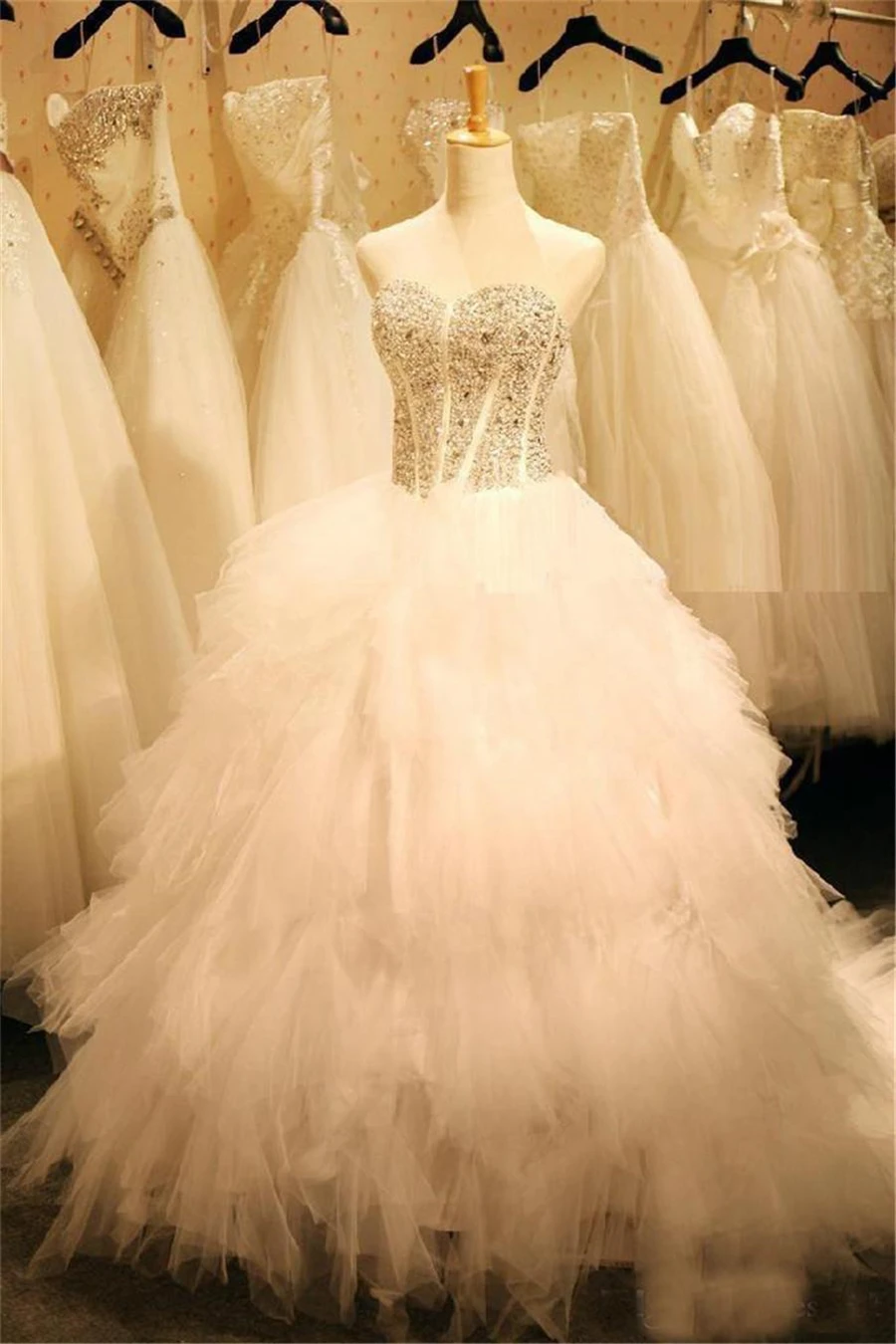 corset tiered gown