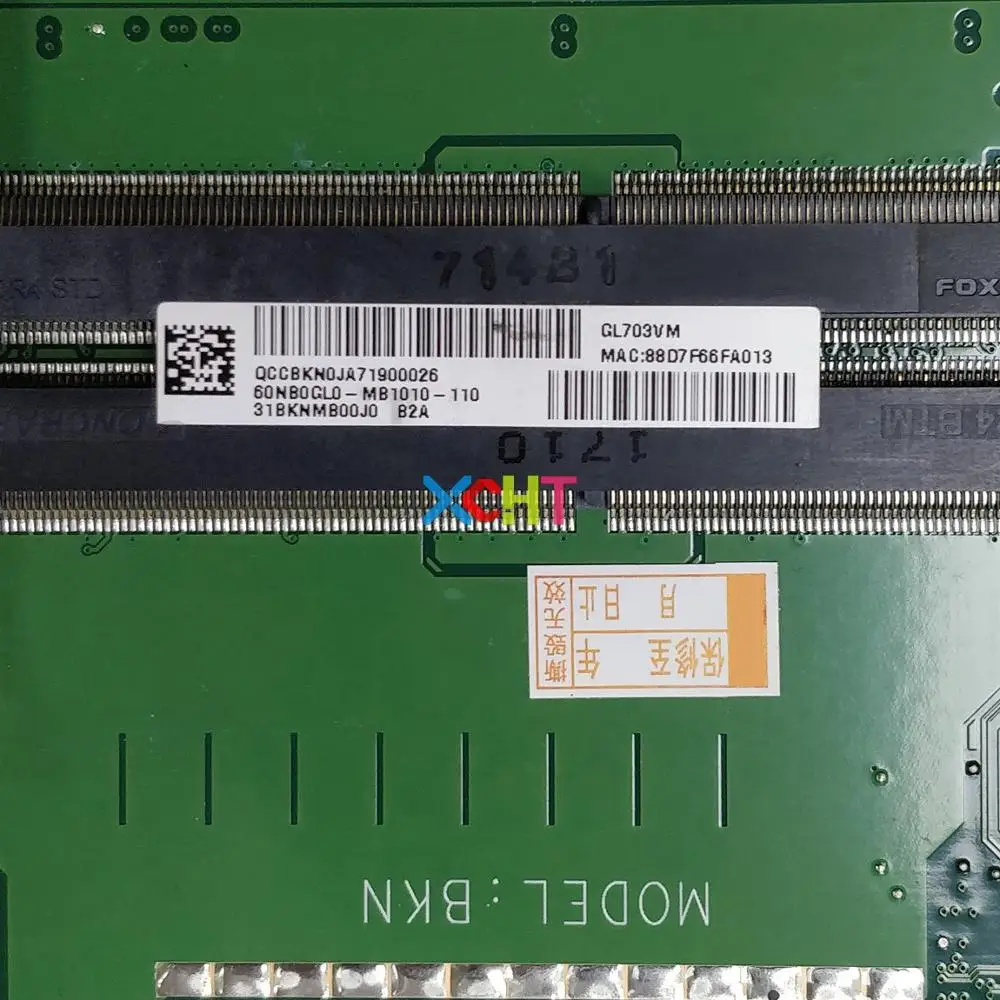  GL703VM DA0BKNMBAB0 w i7-7700HQ CPU w N17E-G1-A1 GPU for Asus GL703VM Laptop Motherboard System Boa