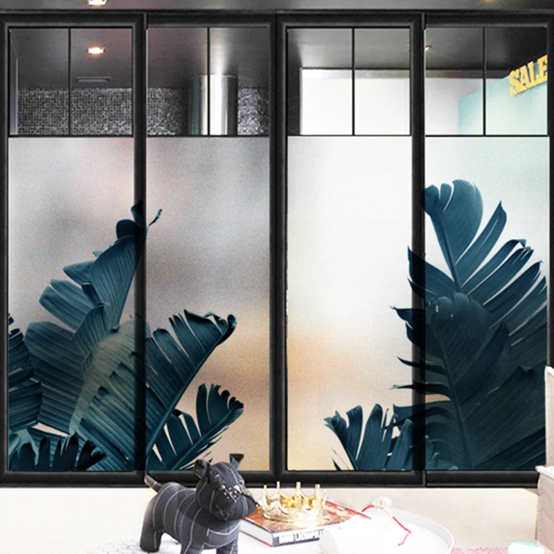 Скандинавские тропические растения банановый лист матовые стеклянные наклейки для ванных комнат балконные двери окна Электростатическая прозрачная непрозрачная пленка