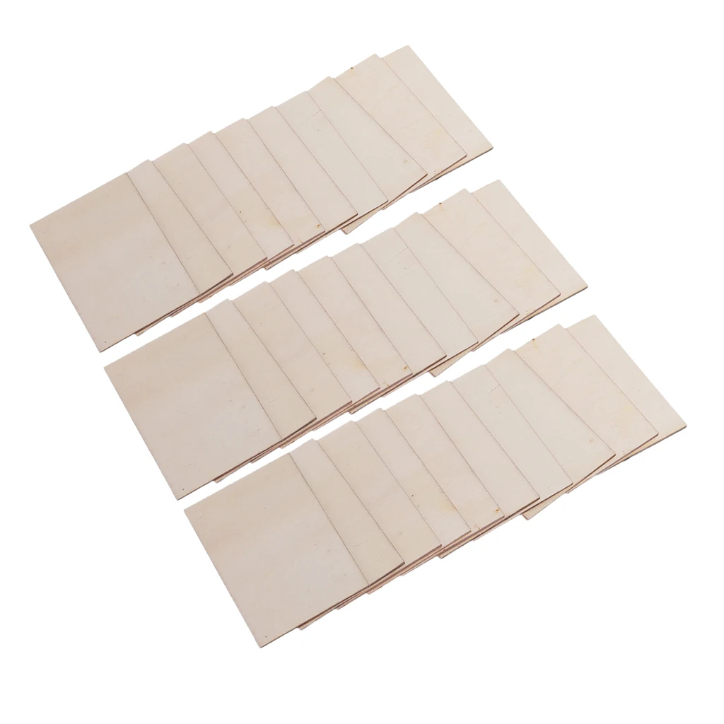 30 Pack Bulk Poplar Wood Blank Shapes Embellishment Plaque Sign Pyrography DIY Material Supplies - 70x49mm