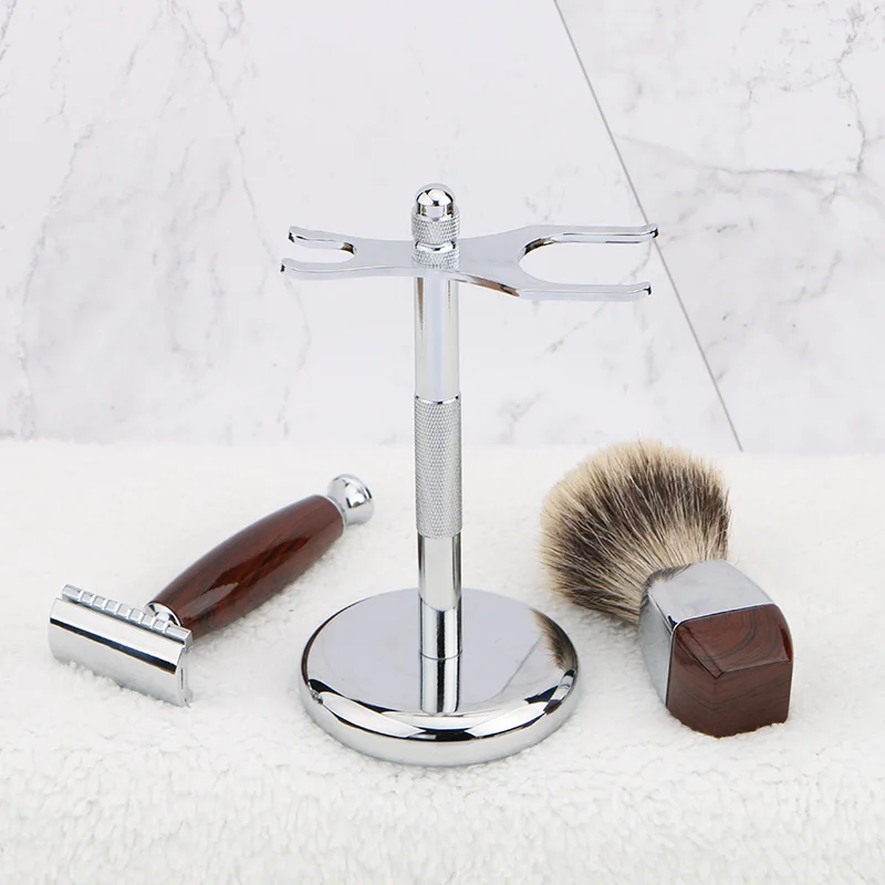 HAWARD RAZOR Classic Safety Razor With 100% High Quality Pure Badger Hair Shaving Brush Stand For Double Edge Razor
