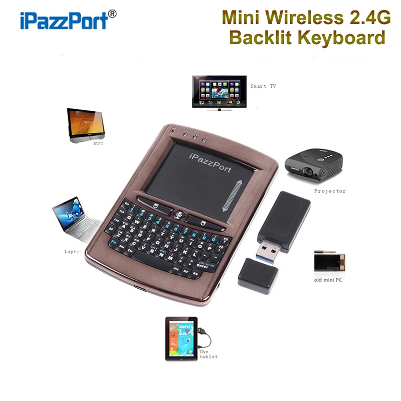 Mini Wireless 2.4G Radio Transceiver iPazzPort Backlit Keyboard With