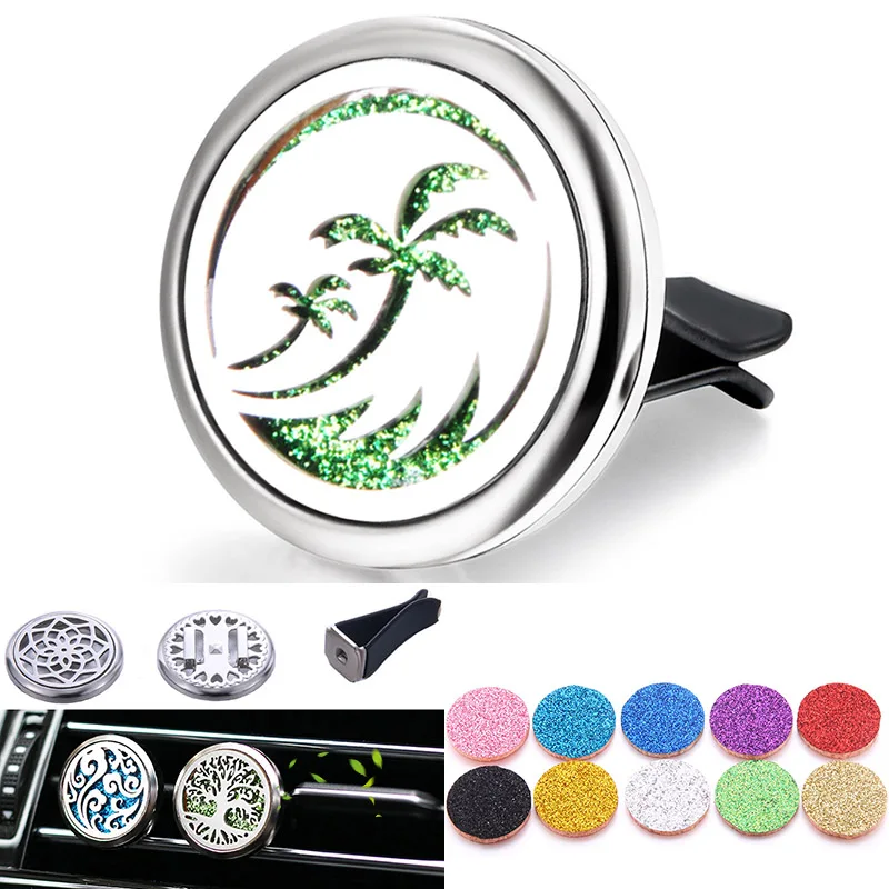 

316L Coconut Tree Car Clip Stainless Steel Perfume Essential Oil Diffuser Car Air Outlet Freshener Decoration Aroma Locket