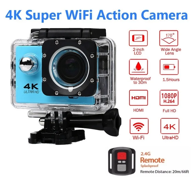Remote Control Sport Wifi Camera 4k/30f 16mp Digital Video Recorder 30m