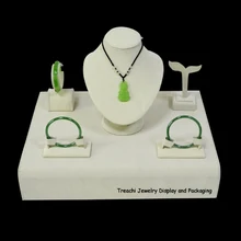 Treachi ювелирные изделия дисплей упаковка шоу чехол бежевый бархат дисплей ювелирных изделий держатель для Ожерелье Бюст стенд с браслетами серьги стойки