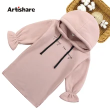 Платья для девочек с буквенным принтом, платья с капюшоном для девочек плотное теплое зимнее платье для девочек-подростков, костюм для детей 6, 8, 10, 12, 13, 14 лет