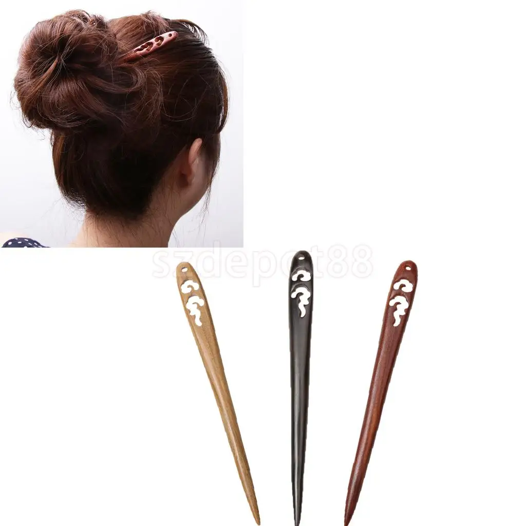 

Vintage Women Sandalwood Cloud Mist Hair Stick Hairpin Hair Accessories