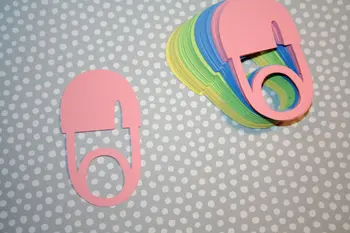 

Gender Reveal Party Baby Diaper Pin Scrapbooking baby shower Place Card favor hanging crafts birthday gift tags Journaling