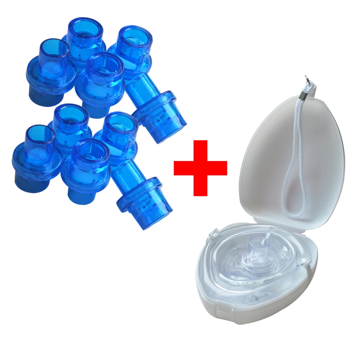 1pcs Big CPR Resuscitator Mask White Reusable Artificial Respiration One Way Valve + 10pcs Face Shield Replacement Filter Valve