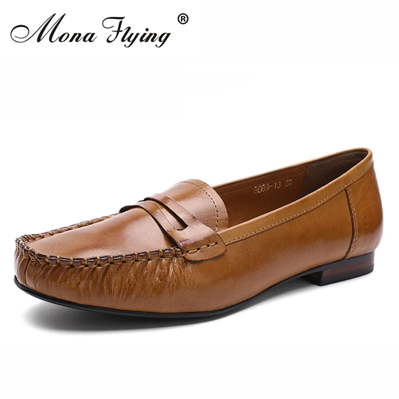 

Women Genuine Leather Flats Shoes 2018 Brand Women Handmade Dress Shoes for Office Lady Flats Big Size Shoes Women Shoes 8089-13
