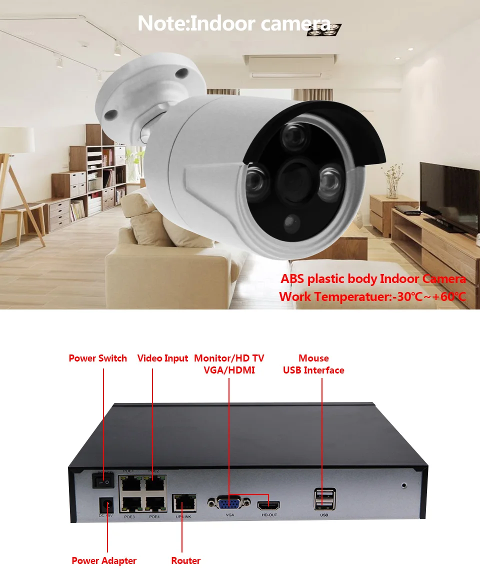 4CH 1080 P CCTV Системы POE NVR 960 P Выход 2 шт. 2MP IP Камера Водонепроницаемый видеонаблюдения Системы