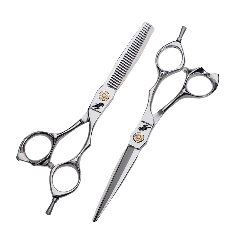 

Freelander 6.0'' professional Japan 440c Siler Hairdressing Scissors Set With Gold Screw For Barber or Home Use