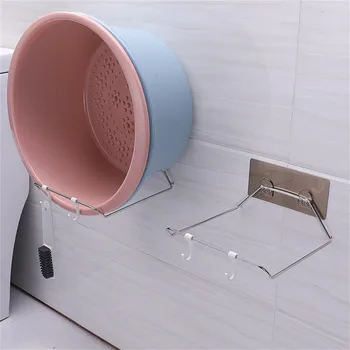 

ISHOWTIENDA Stainless Steel Washbasin Wall Hanging household Bathroom Shelf Wall Hanger Free Punching Shelf