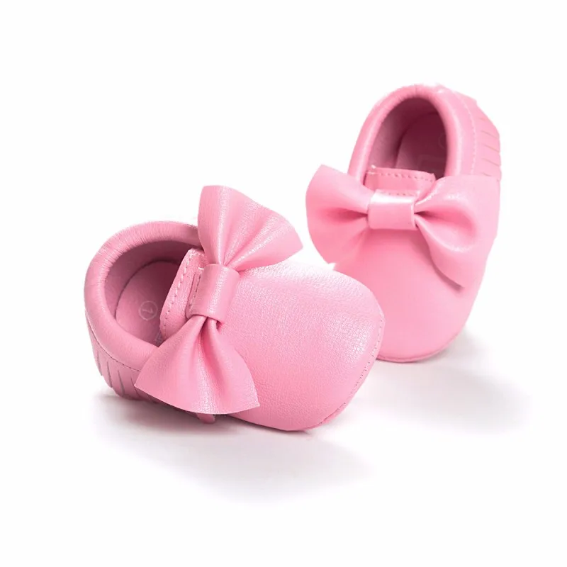 Детские мокасины; Вечерние Повседневная обувь принцессы для девочек; мягкая обувь из искусственной кожи на плоской подошве с бантом; обувь для малышей