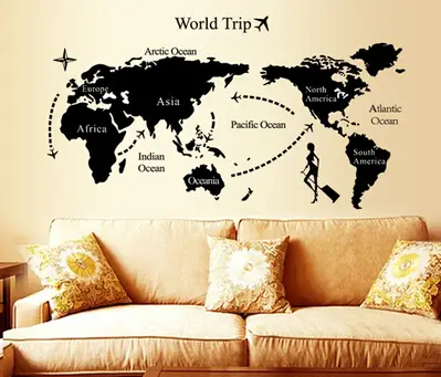 Diy Mirror Large World Map Wall Stickers Home Decor Bedroom Decor For Living Room Moderne Kids Art Stickers Wallpaper Decals