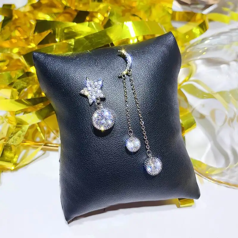 

Shinning Zircon Moon Star AB Earrings Women Long oorbellen Fashion Jewelry Korean Style