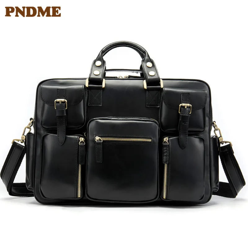 

Leather men's bag European and American retro large capacity hand bag men's multi-functional travel bag