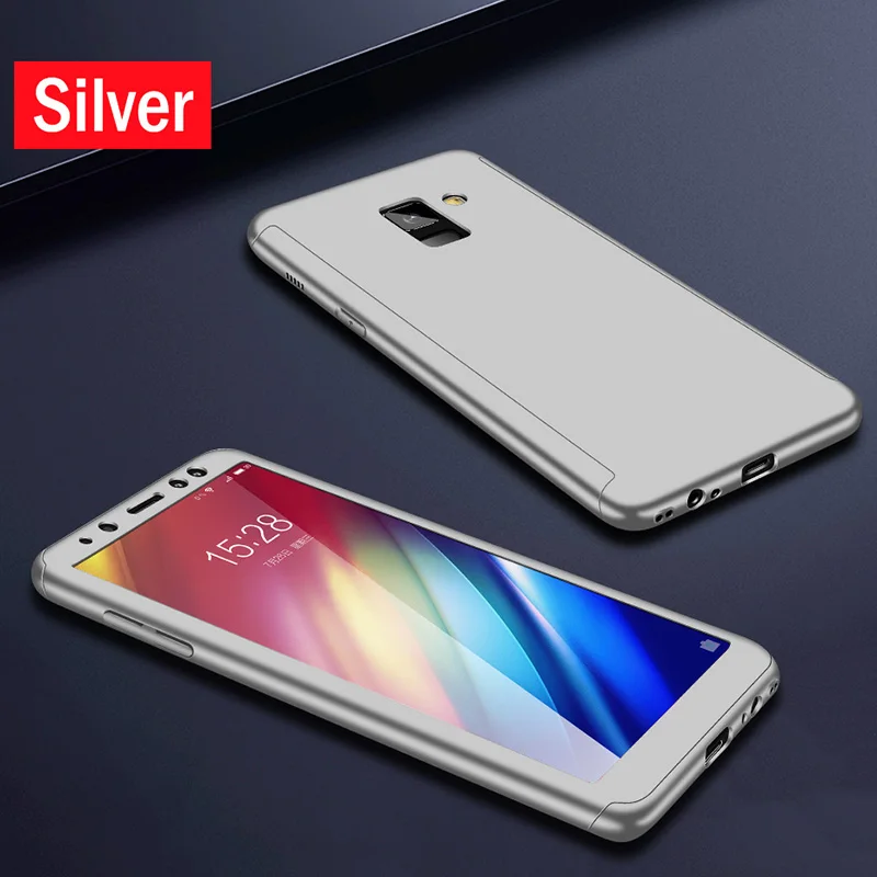 360 полный защитный чехол для телефона для Samsung Galaxy A40 A50 A60 A70 M30 M10 M20 A10 A20 A30 A5 A7 A6 A8 A9 A3 чехол - Цвет: Серебристый