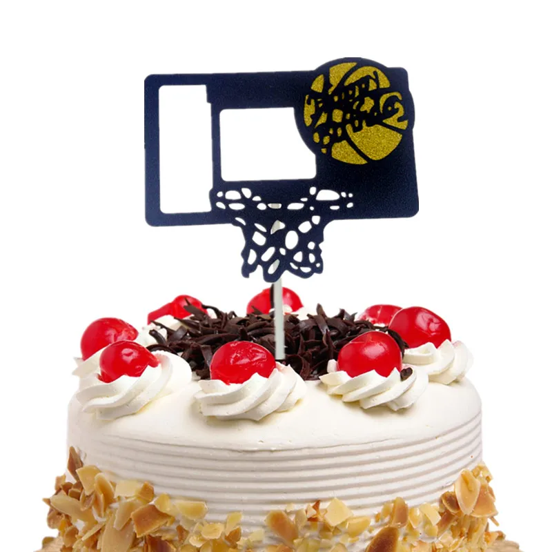 Feliz cumpleaños baloncesto Cupcake pastel Toppers arte puerta pastel banderas niños cumpleaños fiesta bebé ducha boda hornear decoración suministros