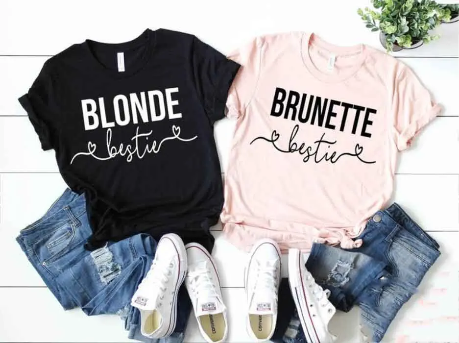 Skuggnas Blonde Bestie Brunette Bestie Best Friend Shirts Matching T Shirts Best Friend Shirt