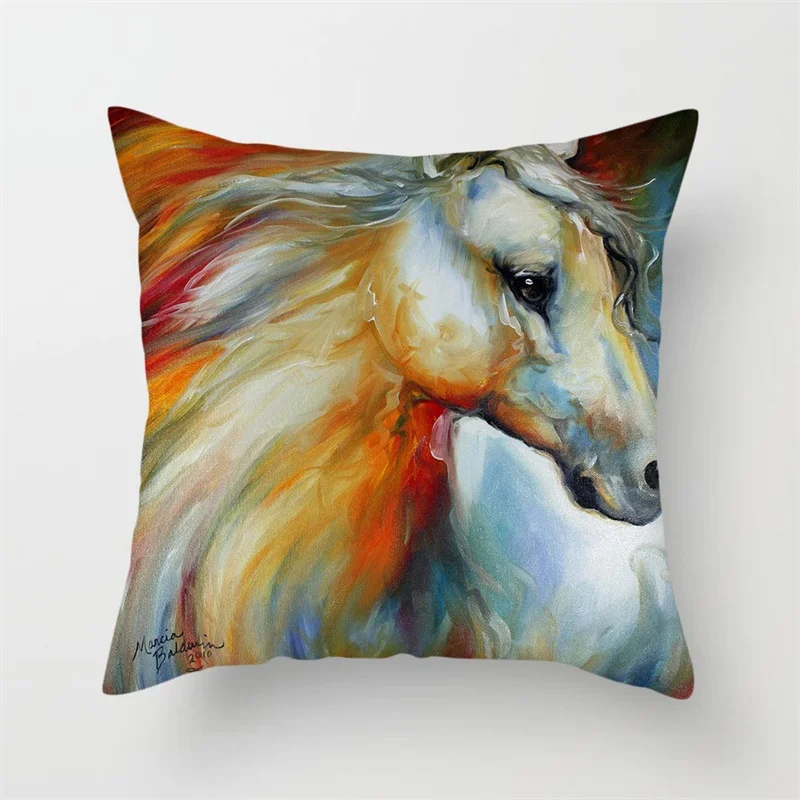 Наволочка для подушки Fuwatacchi Oxen Horses с рисунками животных, масляными рисунками, чехол для подушки для дома, автомобиля, стула, декоративные наволочки - Цвет: PC06888