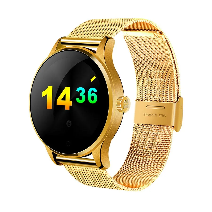 Умные часы K88H металлические часы монитор сердечного ритма для ISO Android Phone 5 шт./партия - Цвет: Золотой