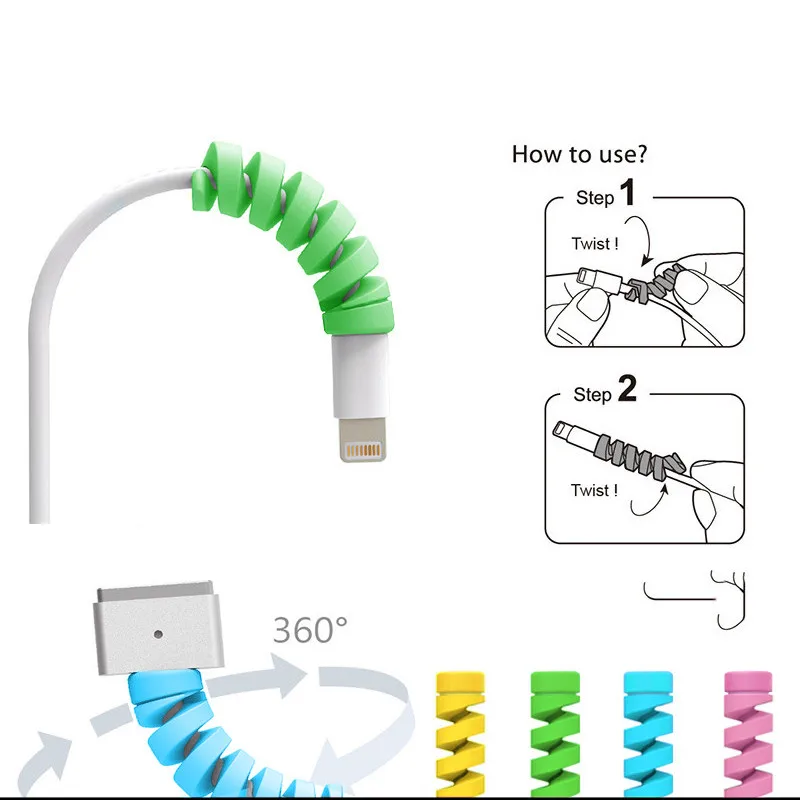 Защитный usb-кабель для мобильного телефона, устройство для сматывания силиконовых спиральных кабелей, устройство для сматывания для iphone, samsung, xiaomi, huawei, кабель