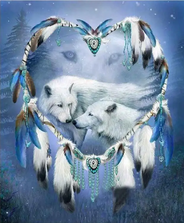 

5d diy diamond embroidery painiting full animals,full diamond painting cross stitch feather and wolves