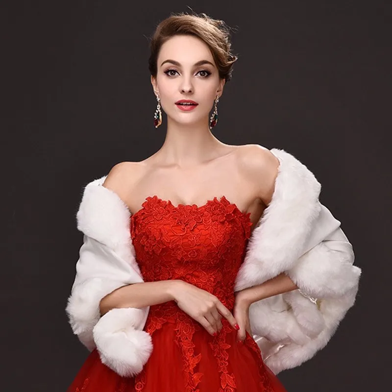 Ivory Black or Red Faux Fur Coat 
