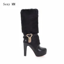 Spring Autumn Winter long Boots Women Platform Knee-High Snow Boots Woman High Heels Boots Botas Plus Size 34-40.41.42.43