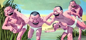 

Modern handmade painting Chinese painting laughing men at seaside on oil canvas for home decor and wallpaper, gallery