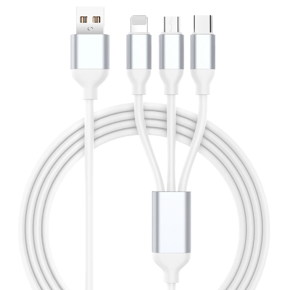 3в1 type C 8-контактный Micro USB кабель для iPhone X XS 7 Plus samsung S9 USB кабель 3 в 1 провод для быстрой зарядки для samsung S9 S10 huawei - Цвет: Белый