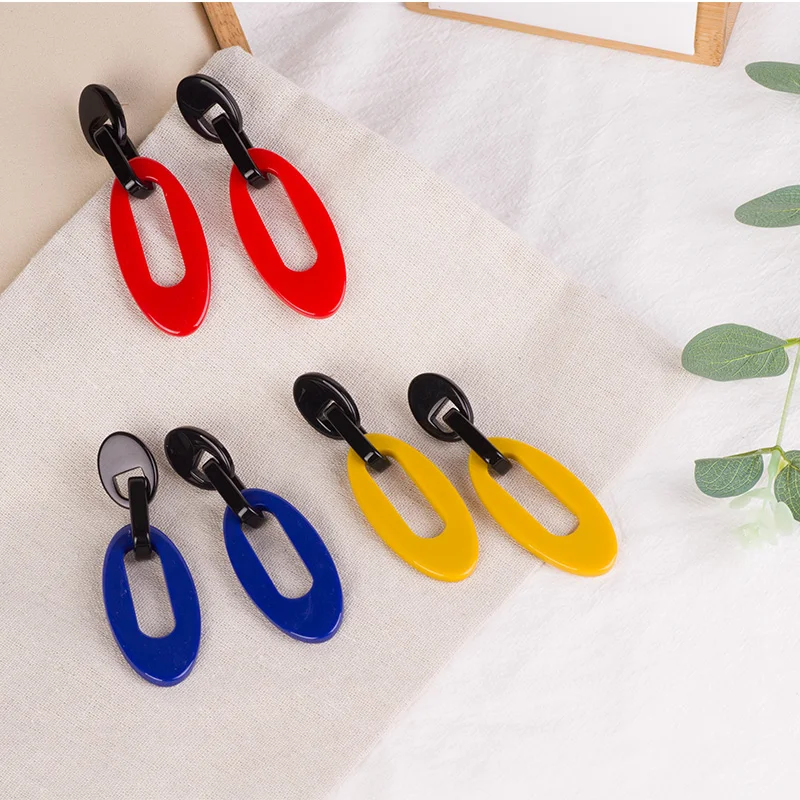 Vintage Acrylic Drop Earrings for Women Statement Big Long Geometric Dangling Resin Earring Fashion Jewelry Green Dangle Brincos (2)