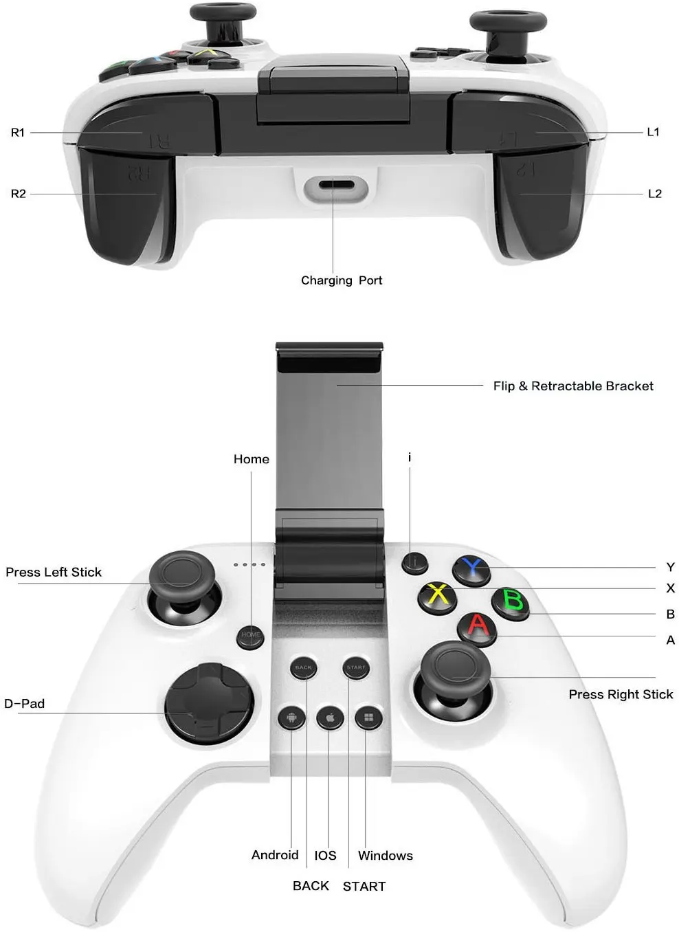 Mygt беспроводной пульт управления Bluetooth Gameing геймпад джойстик для смартфонов на платформе Android и ПК с Windows PS3 Очки виртуальной реальности VR ТВ коробка