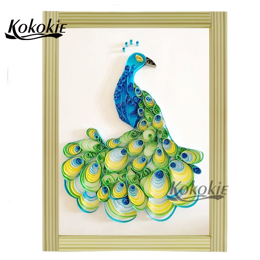 

3d quiling papier in craft paper DIY Roll Paper craft supplies craft Tool set Handmade Rolling Strips peacock home decoration