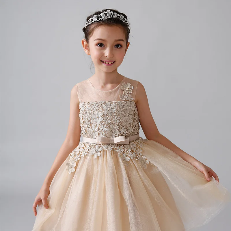 

New Summer Pink White Children Dresses For Girls Kids Formal Wear Princess Dress For Baby Girl 1-10Year Birthday Party Dress