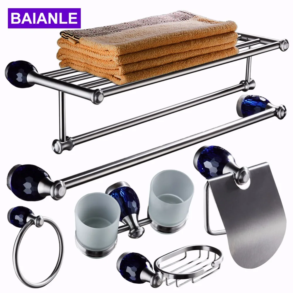 Stainless steel Bathroom Accessories Set Towel Rack Bars Robe Hook