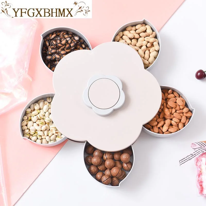 

5 Holes Plastic Dry Fruit Containers Snacks Seeds Storage Box DIY Desktop Fruit Nut Candy Storage Space Saver Organizer