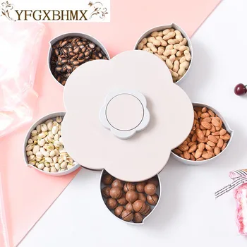 

5 Holes Plastic Dry Fruit Containers Snacks Seeds Storage Box DIY Desktop Fruit Nut Candy Storage Space Saver Organizer