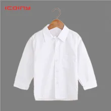 Белые рубашки для мальчиков г. Весенние школьные топы для девочек, рубашка с длинными рукавами детская одежда для подростков футболки для младенцев