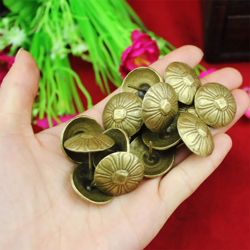 

50pcs 23*19MM Archaize chrysanthemum decorated bubble nail wooden decoration nailed accessories decorative gift box Sofa closet