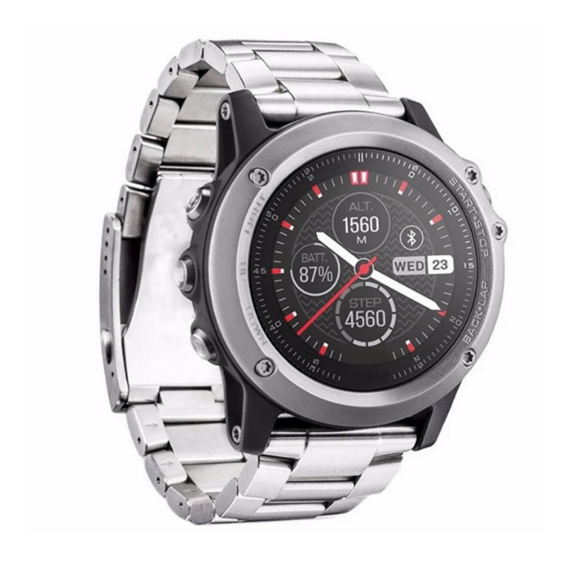 Black Silver Stainless Steel Replacement Wrist Band Sport Safety Wrist Support Wristband Strap for Garmin Fenix 3/3 HR with Tool