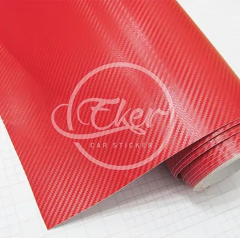 

EKER CAR STICKER 1.52x30M 5FTx98FT Free Shipping Air Bubble Free High Quality Red 3D Carbon Fiber Sticker 0.18MM