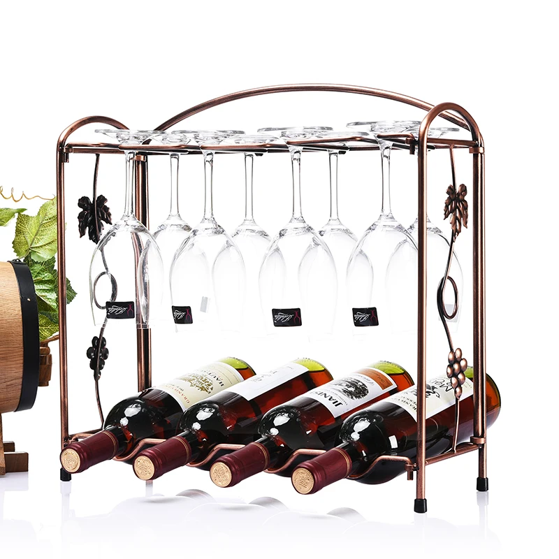 

European Rose Golden Iron Electroplate Folding Red Wine Rack Fove Bottle Holder and Fove Cup holder More Type Can Be Choose