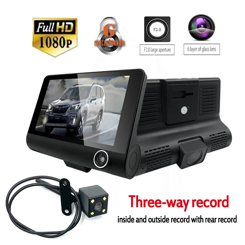 Maozua, Автомобильный видеорегистратор 1080HD, ночное видение, 4,0 дюймов, двойной объектив, видеорегистратор, автомобильная камера, авто рекордер, 170 градусов, заднего вида, g-сенсор